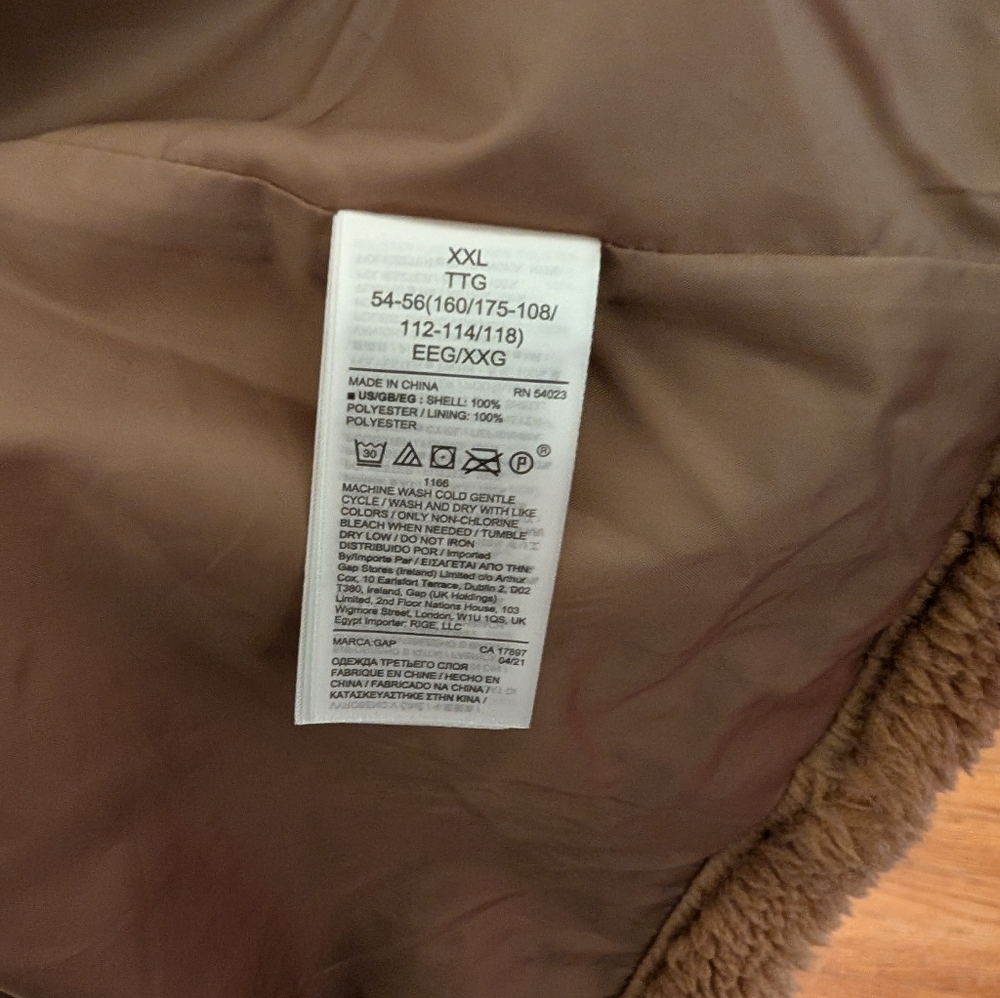 Gap Coat Sherpa Brown Size XXL Teddy Bear Outdoorsy Athleisure - Picture 4 of 9